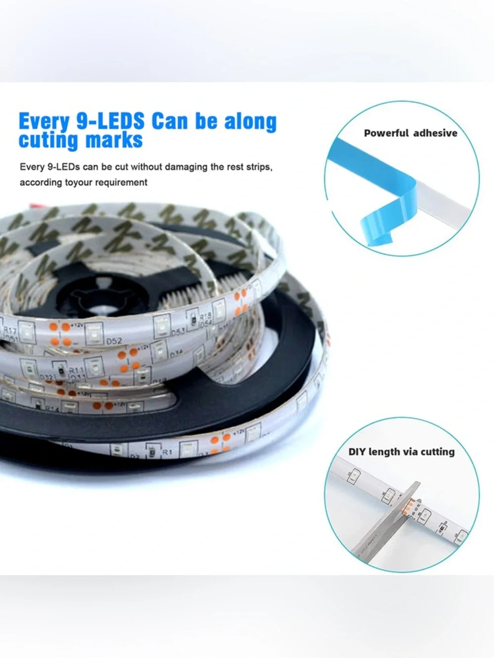 RGB LED Strip Lights 32.8ft - Multicolor Flexible Tape for Home Party Supplies